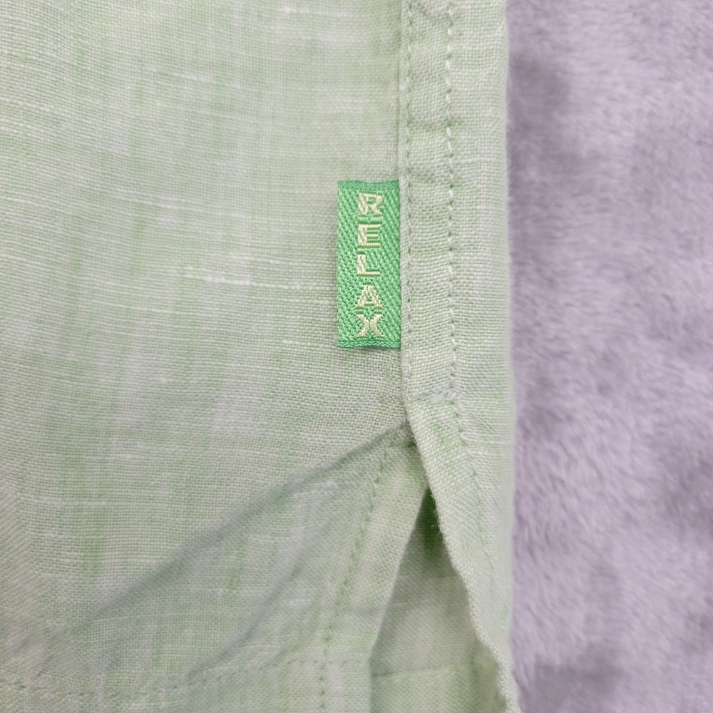 Tommy Bahama Men's XL 100% Linen Mint Green Button Up Shirt Short Sleeve - Picture 5 of 9